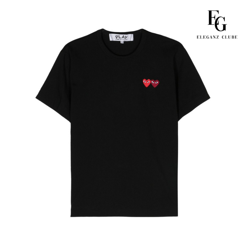 Camiseta Manga Curta Comme des Garçons Play Preta - Double Heart