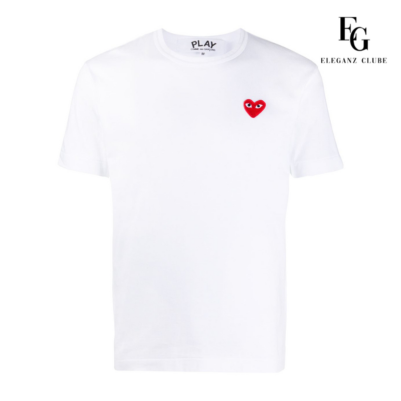 Camiseta Manga Curta Comme des Garçons Play Branca - Red Heart