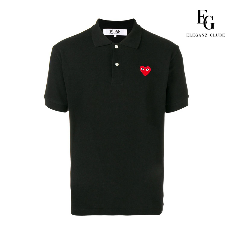 Camisa Polo Comme des Garçons Play Preta - Red Heart