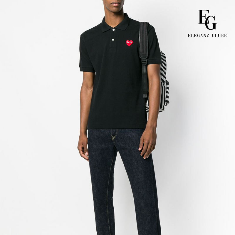 Camisa Polo Comme des Garçons Play Preta - Red Heart