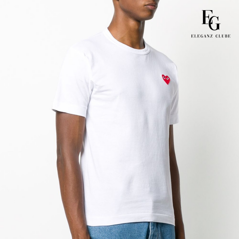 Camiseta Manga Curta Comme des Garçons Play Branca - Red Heart