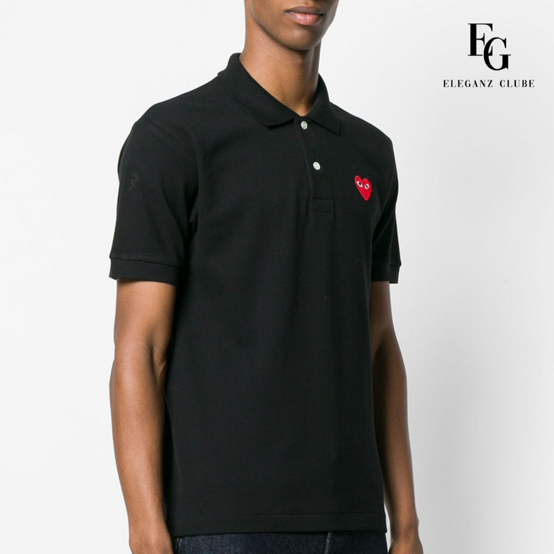 Camisa Polo Comme des Garçons Play Preta - Red Heart