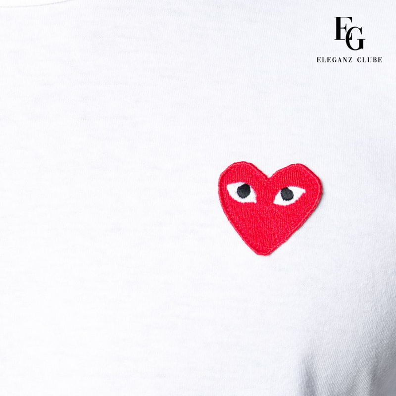 Camiseta Manga Curta Comme des Garçons Play Branca - Red Heart