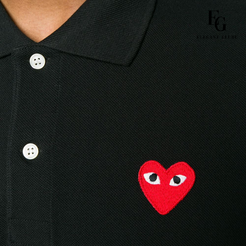 Camisa Polo Comme des Garçons Play Preta - Red Heart