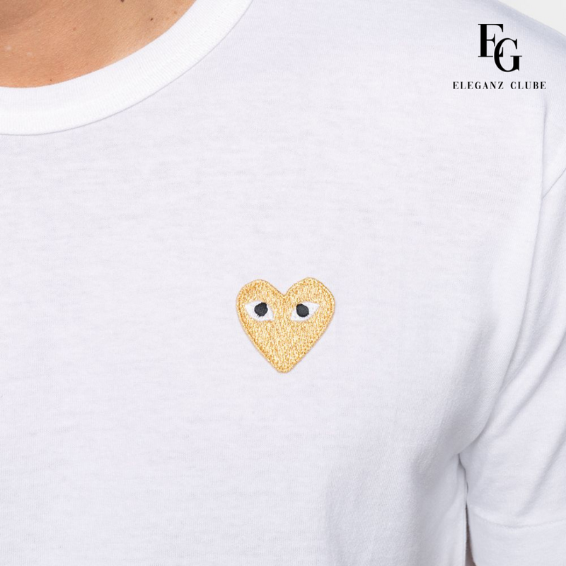 Camiseta Manga Curta Comme des Garçons Play Branca - Golden Heart