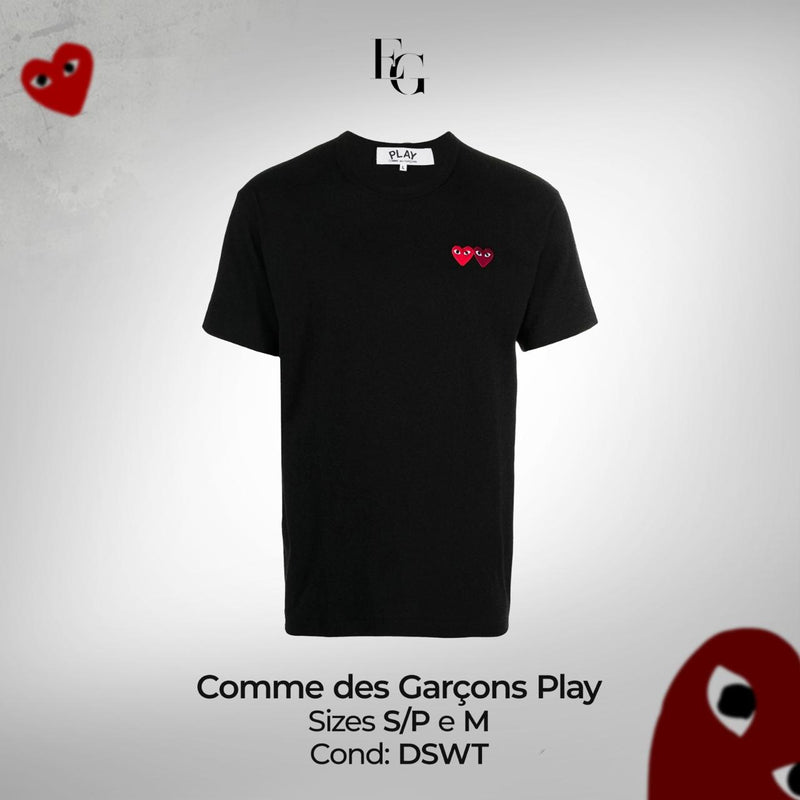 Camiseta Manga Curta Comme des Garçons Play Preta - Double Heart